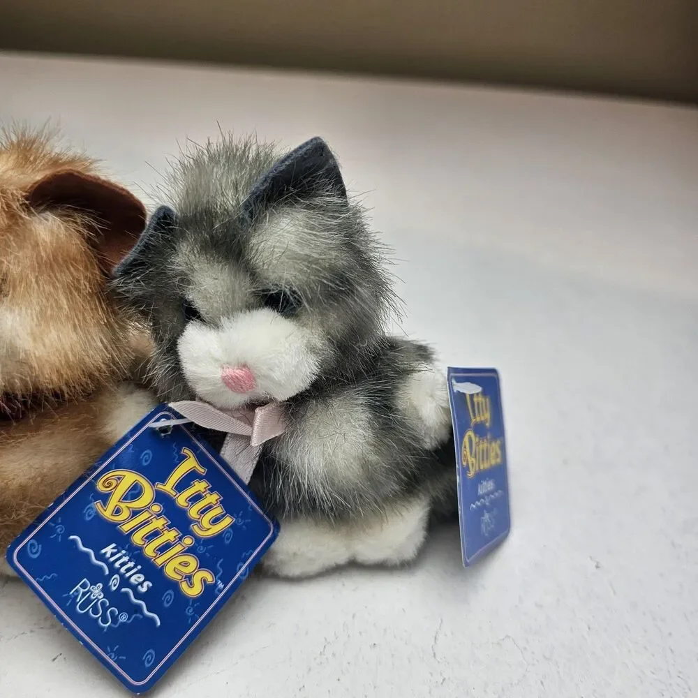 Russ Itty Bitties Kitties Mini Plush Cats Lot of 3 Tags 1995 Vintage